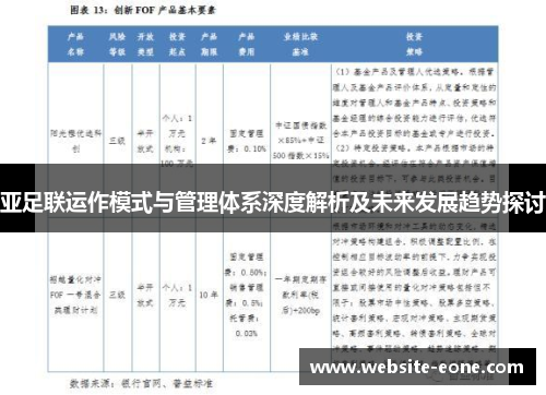 亚足联运作模式与管理体系深度解析及未来发展趋势探讨